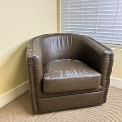 Upholstered Brown Swivel Lounge Chair