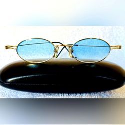 VERY RARE Authentic Gucci Coogi Brand Name Gold Metal Frame Blue Tint Sunglasses 80’s / 90’s COLLABORATION Paolo runway COLLECTIBLE New Vintage unise