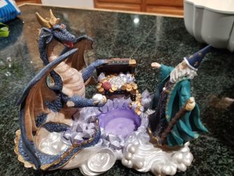 Dragon and wizard candle holder Great Gift