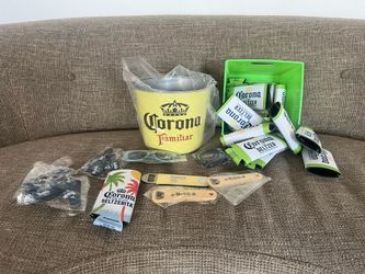Corona Modelo party pack. 30 coozies, bottle openers glasses etc