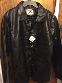 New Black Leather Jacket XL Men