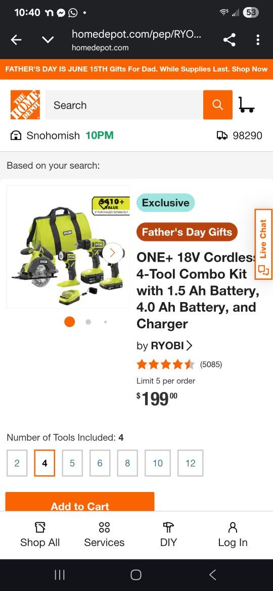 Ryobi Drill And Saw Set Toolkit