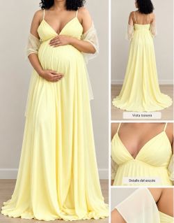 Yellow Chiffon Maternity Maxi Dress