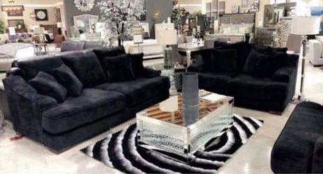 custom made black living room