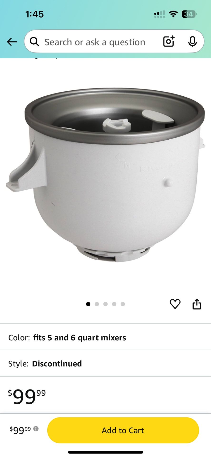 Discontinued Kitchen aid Ice Cream Maker
