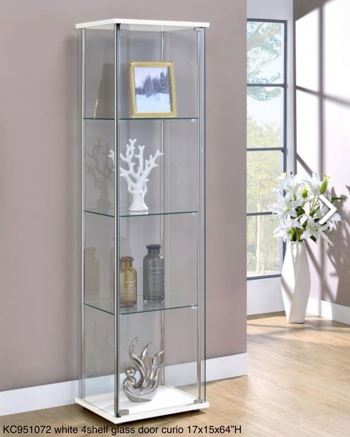 New White Curio 4 Shelves glass Door..K Furniture And More Lehigh