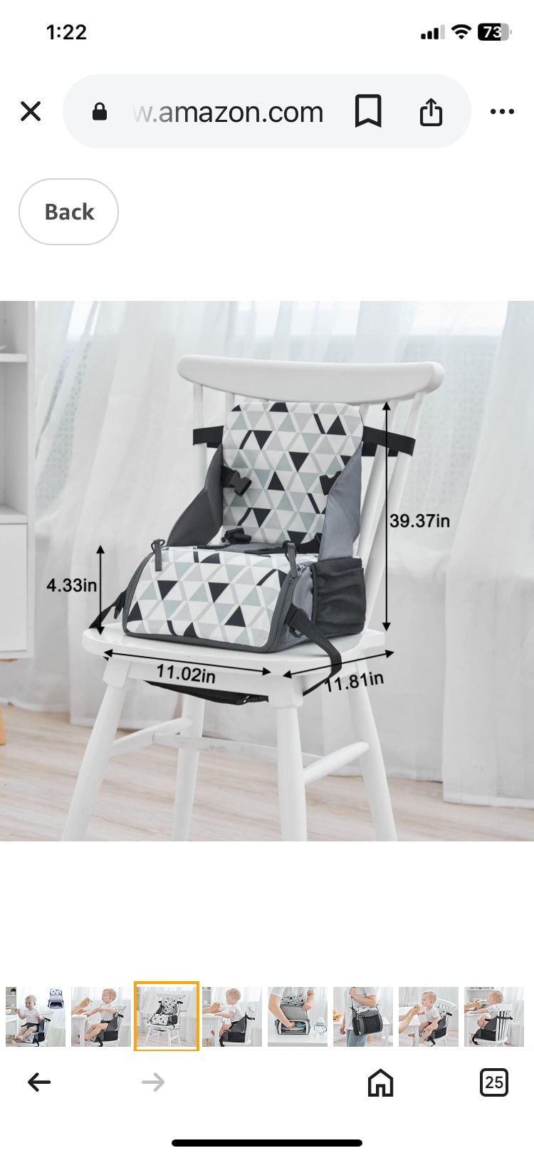 PandaEar Travel Booster Seat| Portable High Chair for Dining Table| Compact Lightweight Travel Seat with Adjustable Straps|Toddlers Baby Kids Boys Gir