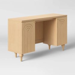 Arches Writing Desk with Storage Cabinets Natural - Thresholdâ„¢