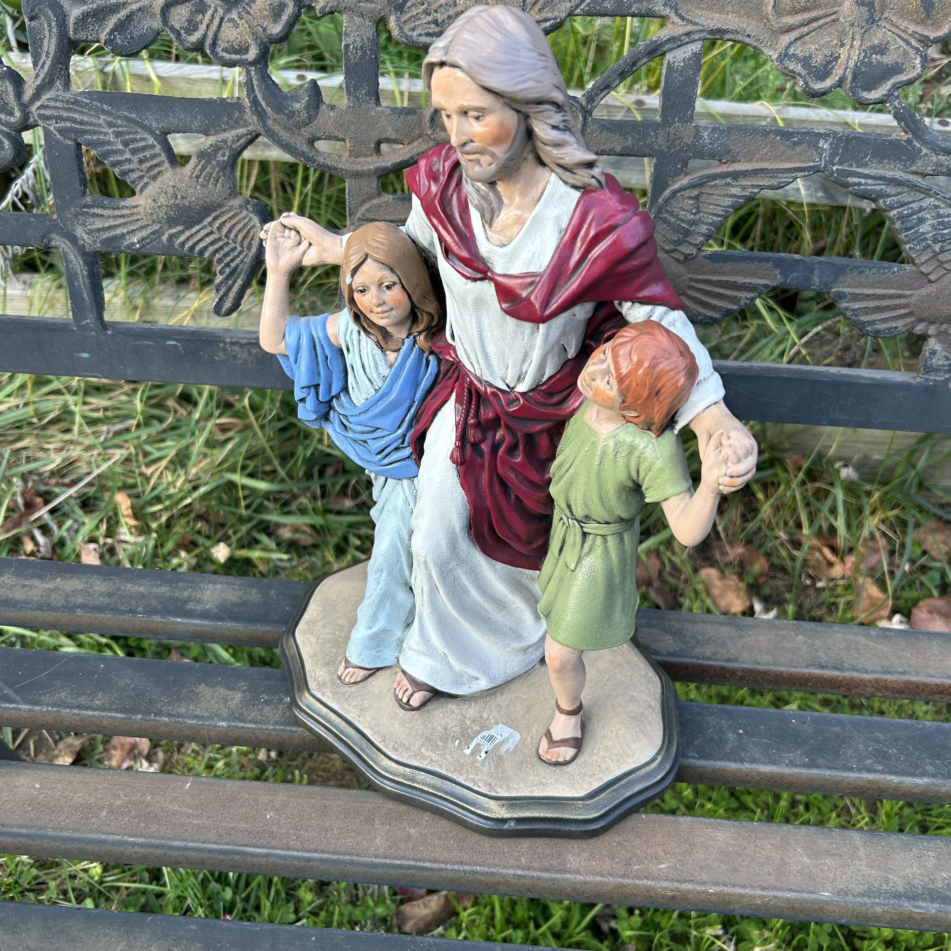 Jesus Christ Statue With Kids Children Christian Figurine