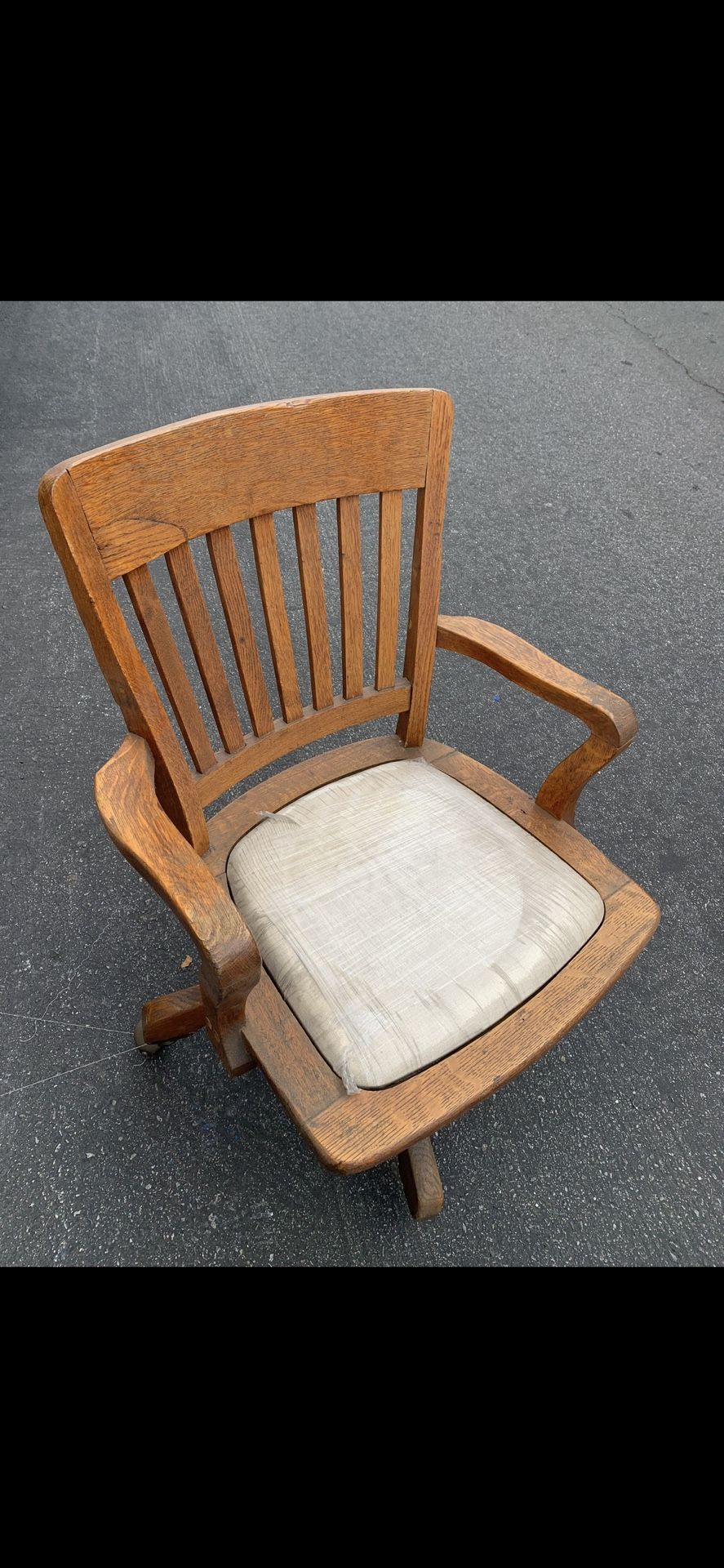 Vintage Swivel Wooden Desk Chair
