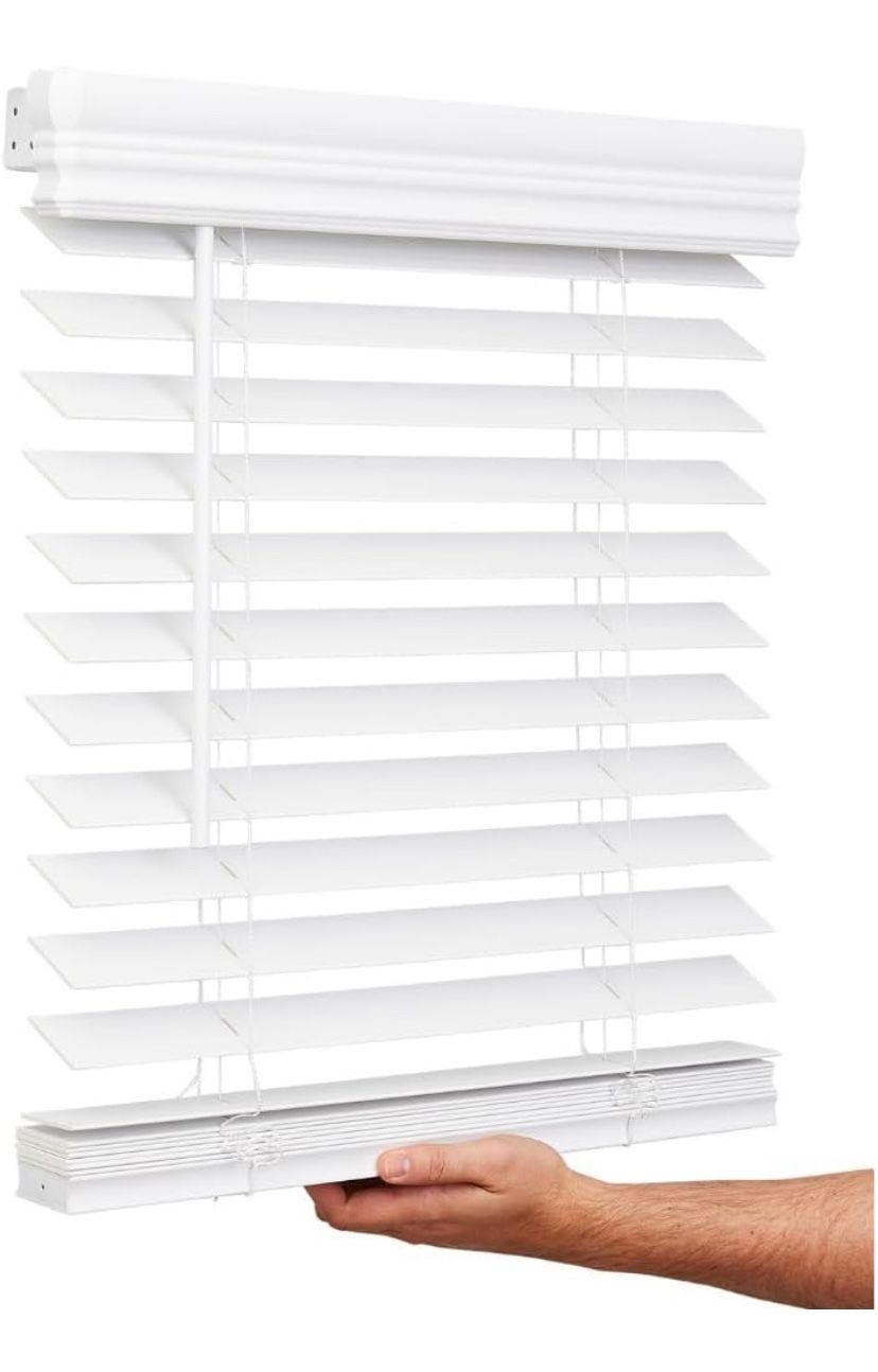 Lotus & Windoware Cordless, 2 Inch Faux Wood Blind, 31.5" Wide x 72" Long, Window Blinds, Blinds & Shades, Blinds for Indoor Windows, Smooth, Bright W