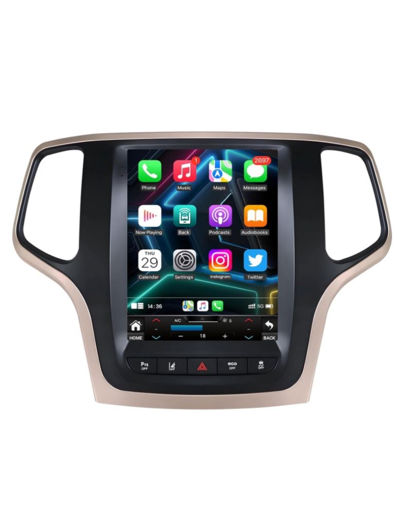 Car Stereo Radio Jeep Grand Cherokee 2014-2016, Wireless Carplay Android Auto, 10.4" Tesla Style Touch Screen, GPS, Head Units, Rear Backup Camera