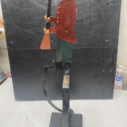 Vintage Metal Multicolored Soldier Balancing Pendulum Folk Art with Stand
