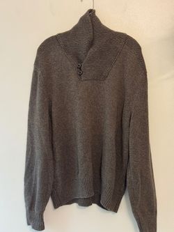 Eddie Bauer Men XXL Brown Preppy Shawl Collar Sweater Button Pullover Coastal