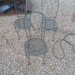 3 VINTAGE 1950's HEAVY METAL CHAIRS