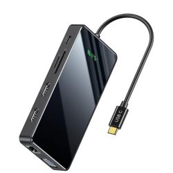 USB C Docking Station, IVIIN Quadruple Display Laptop Docking Station, USB C Hub Dual HDMI Monitor, Displaylink Dock Compatible with MacBook Dell HP L