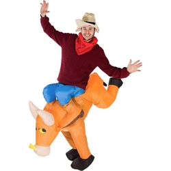 Bull Ride Inflatable Cowboy Halloween Costume for Adults (One Size)