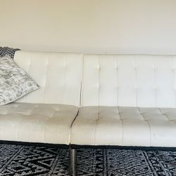 Beige Faux Leather Couch