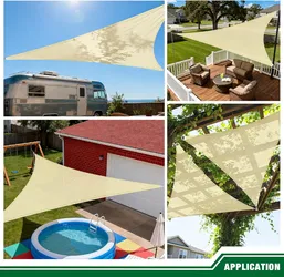 Sun Shade Sail Triangle 21'x21'x21' Shade Canopy UV Resistant Outdoor Patio Cover for Pergola Backyard Deck Garden Porch Shades, Beige. Never used.