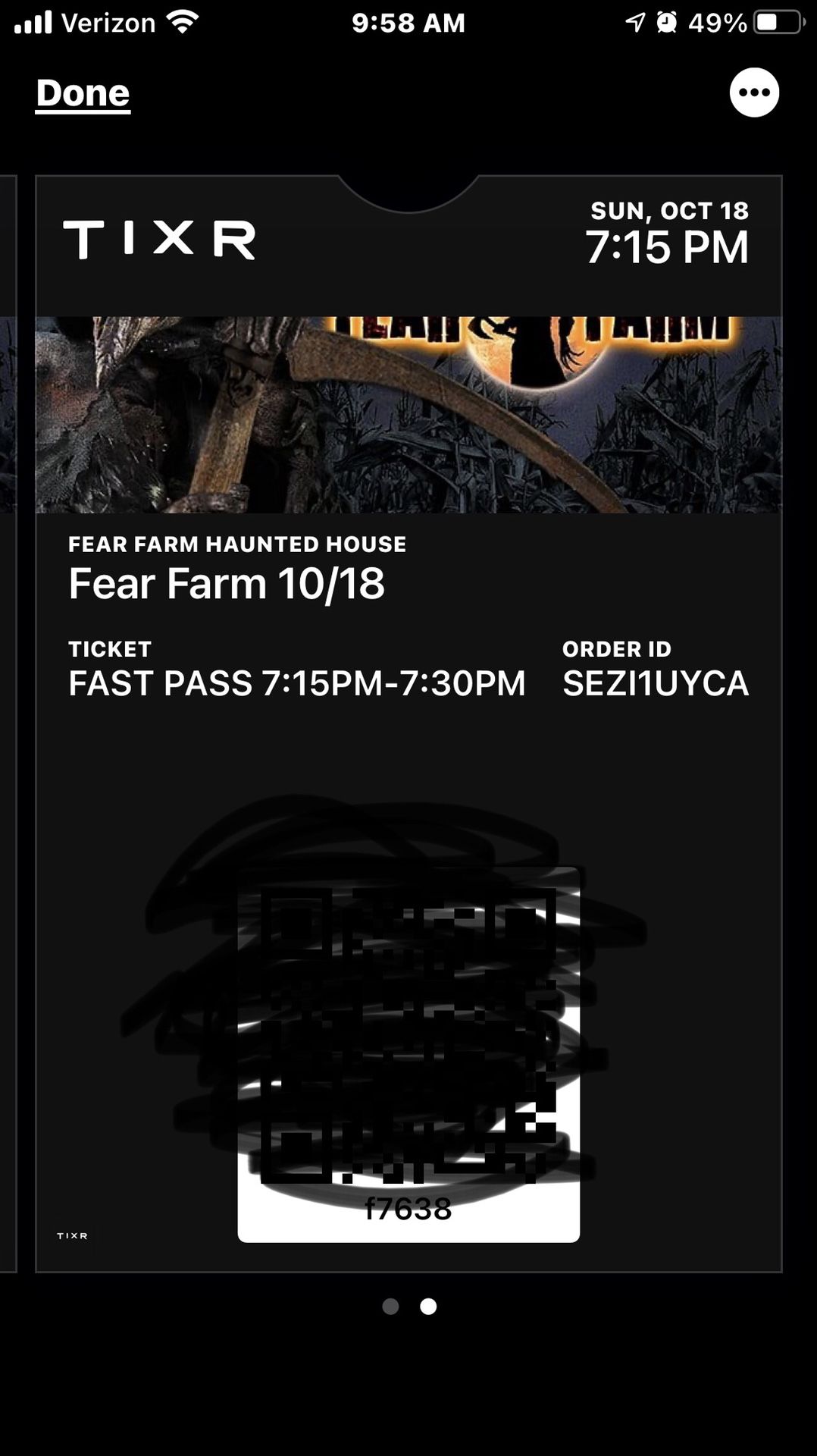 2 Fear Farm Tickets with Fast Past 10/18 (Check in from 7:15-7:30)