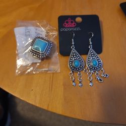 New Earrings An Strechy Ring Set $3