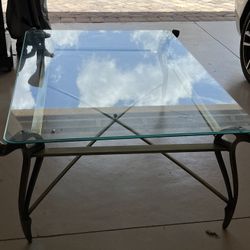 Beautiful Burnished Brass And Beveled Glass Coffee Table