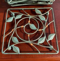 Set of 8 Teal Metal Leaf Trivets.  Read description 1st