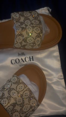 Coach Brynn Slide Sandal In Crystal Signature Jacquard Size 8 in Women’s