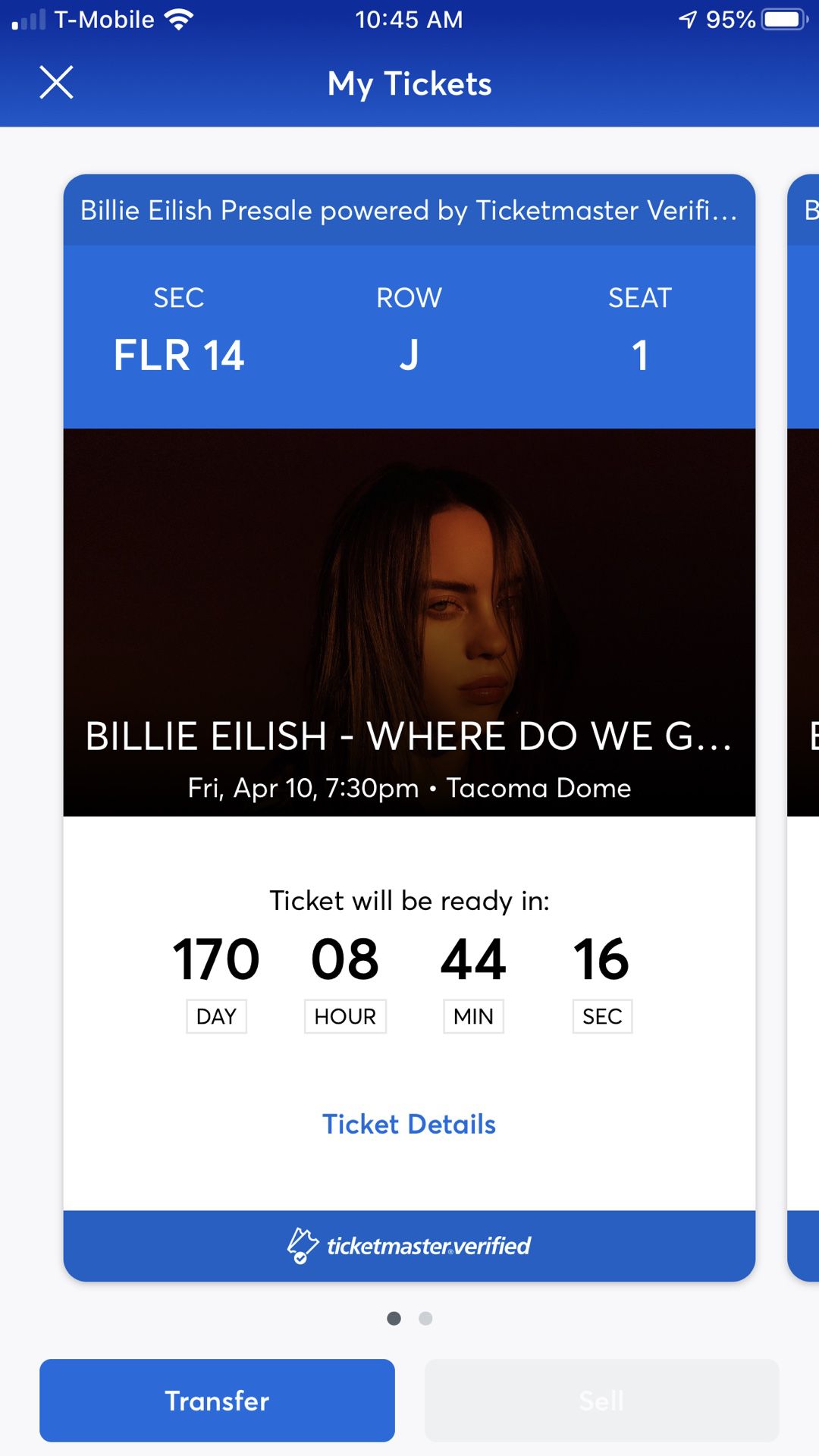 Billie Eilish “SOLD OUT” Floor Seats Tacoma Dome April 10th