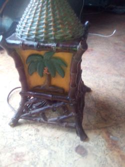Bamboo Table Lamp with Palm Tree Design