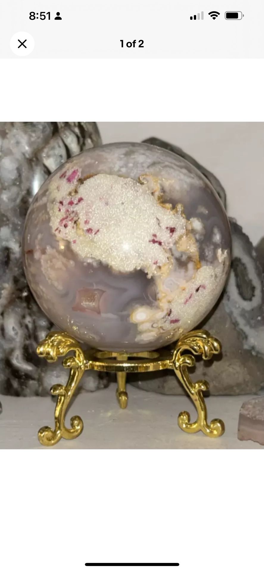 Plum Flower Agate Sphere Rare! High Quality 😍❤️🔥!!! 725G!