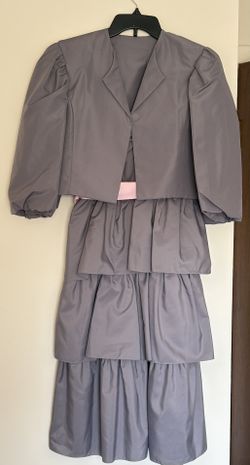 Vintage 80s Prom Laura Salkin Ruffled Tiered Skirt Puff Sleeve Jacket