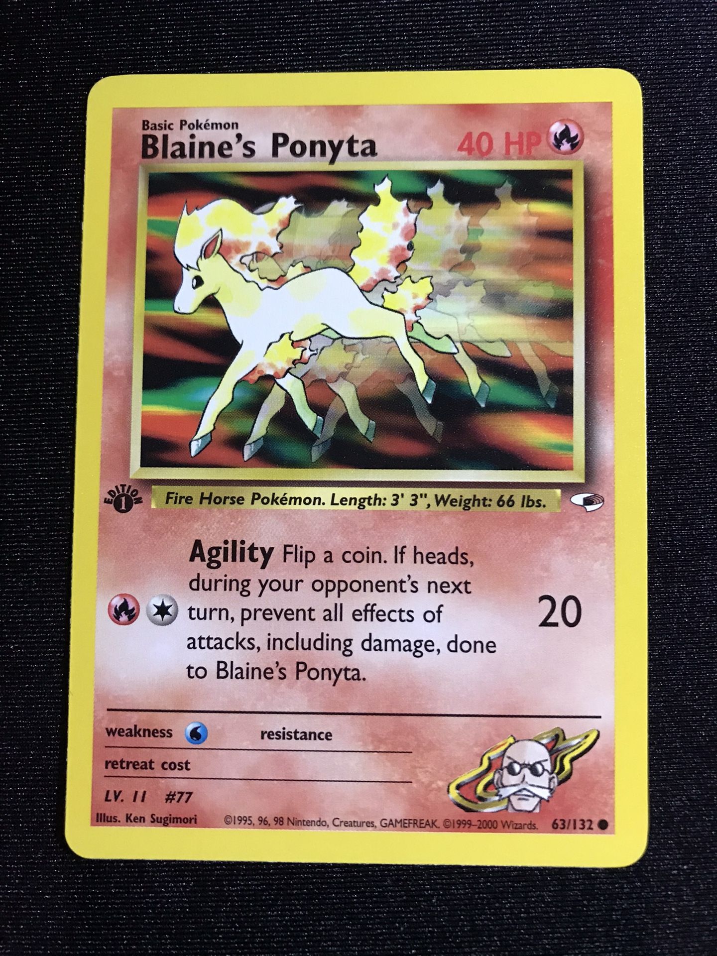 Blaine's Ponyta Gym Heroes 1st Edition #63