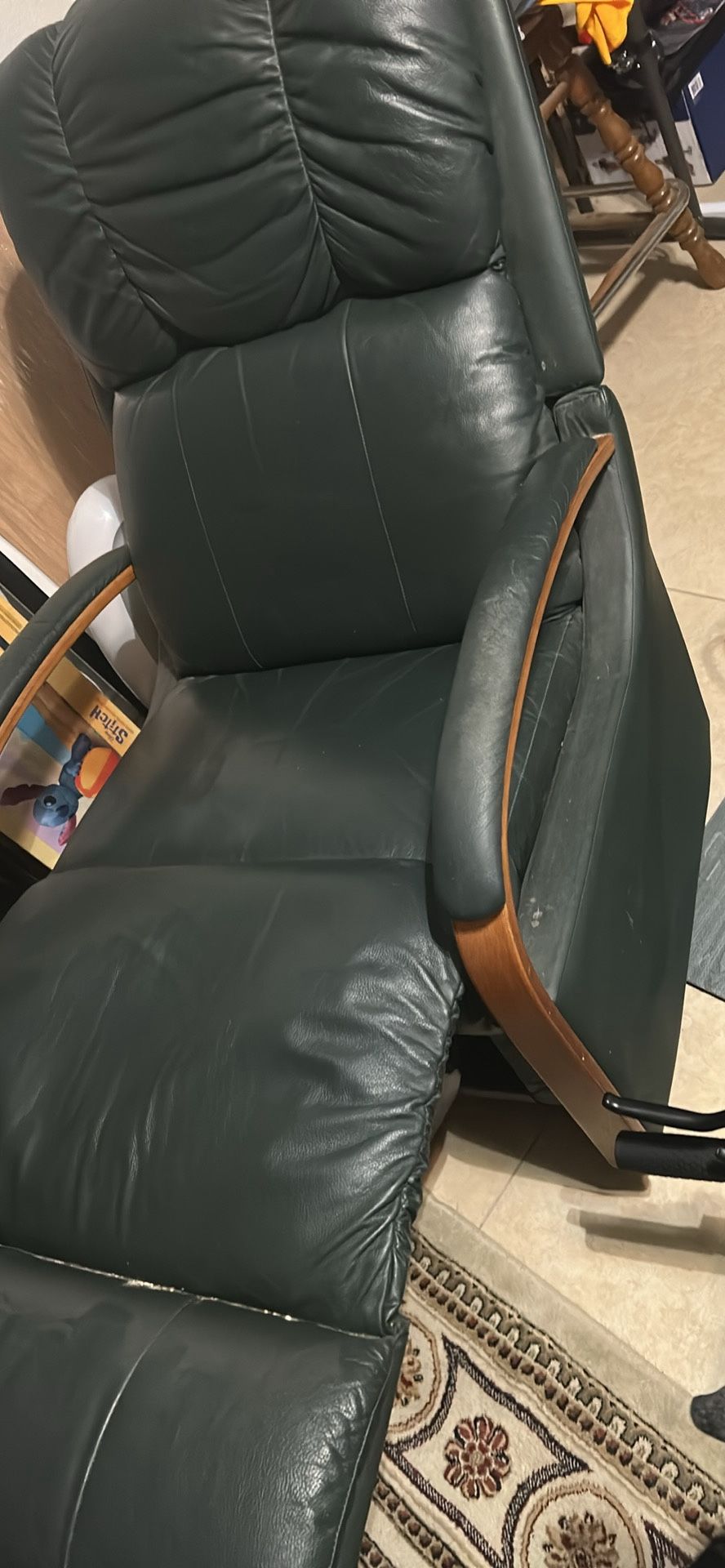 Lazyboy Green Leather Recliner