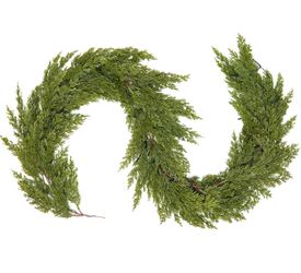 9FT Real Touch Cedar Garland Christmas Winter Artificial Faux Greenery Garland for Table Mantle Stairs Fireplace Wall Decor Outdoor Indoor (TR61)