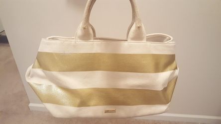 Tommy Hilfiger gold foil canvas tote bag purse