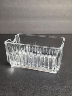 Libbey Sugar Sweetner Creamer Packet Holder Ribbed Glass 4"