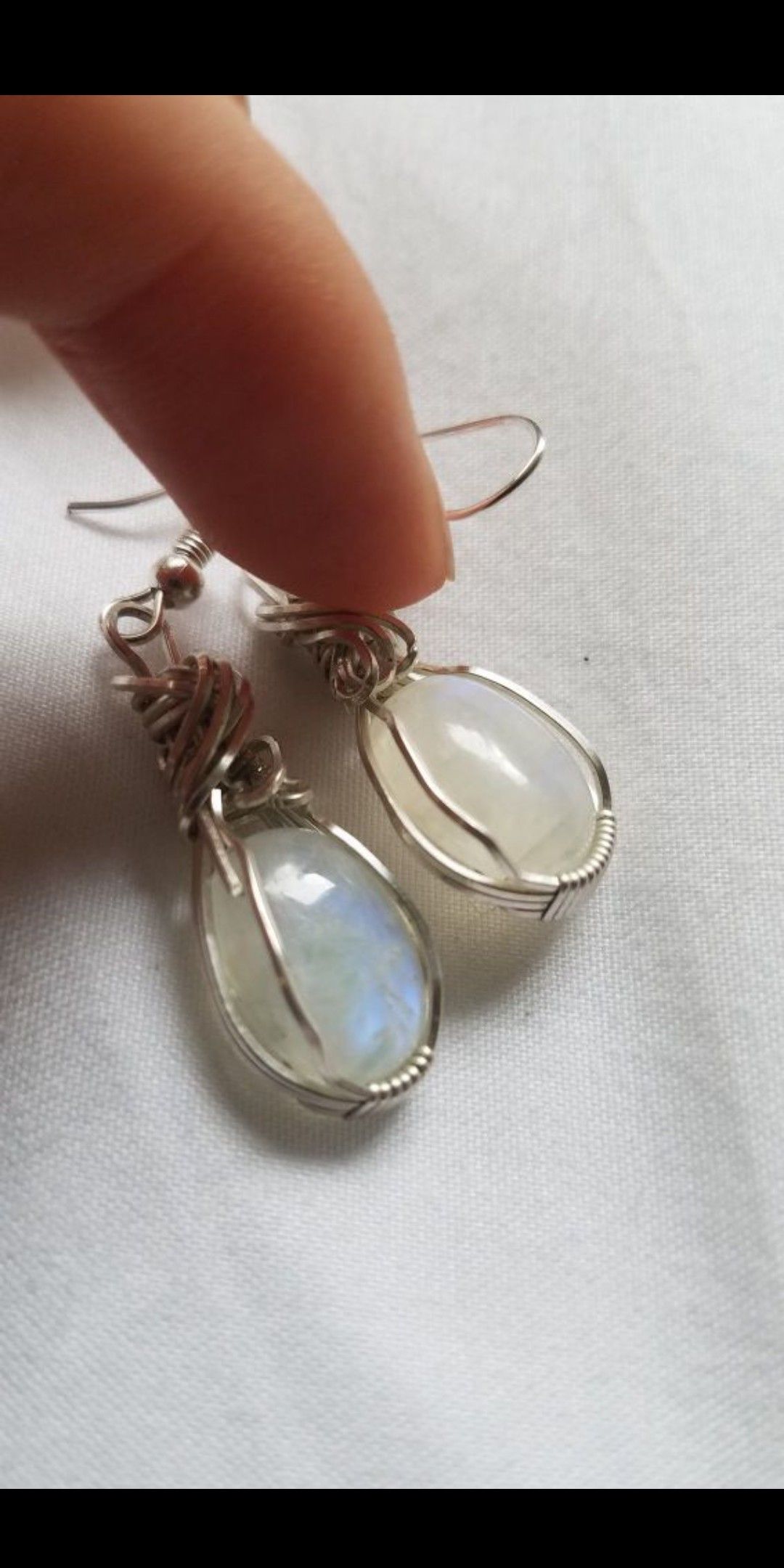 Hand wrapped moonstone earrings