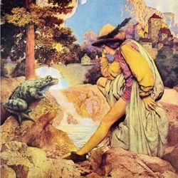 Vintage Print Poster Maxfield Parrish Fine Art Deco Artist Antique FROG PRINCE Fine Collectible Neo Classical Allegory Allegorical Painter