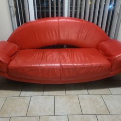 Couch Red Leatherette
