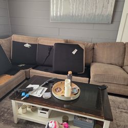 Large corduroy brown sectional