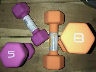 NEW CAP 5LB and 8LB Set Of 2 Hex Neoprene Coated Dumbbells
