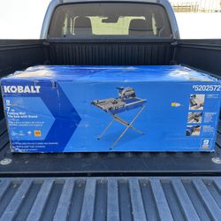 NEW Kobalt Folding Head 9 -Amp 7-in -Blade Sliding Table Tile Saw with Stand
