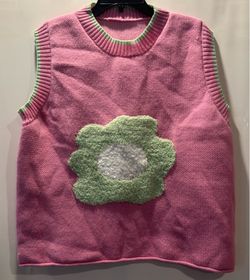 Sleeveless Pink & Green Top Size Large