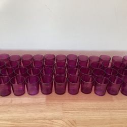 62 - Glass Purple Votives Candle Holders