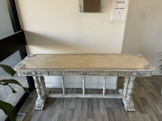 🤩Gorgeous🤩 Solid Wood 🪵 Carved Imperial Grand Rapids Vintage Long Table  Vanity Entryway Desk So RARE! 