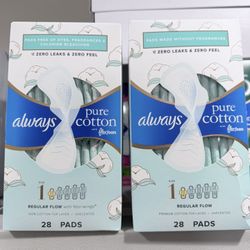 ALWAYS PURE COTTON 28 PADS SIZE 1 $7.00 EACH 