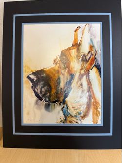 Great Dane Watercolor Dog Print SIGNED by the Artist Carol Ratafia DOUBLE MATTED to 16x20