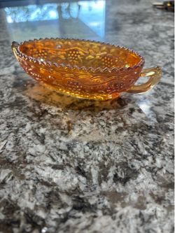 Carnival glass pickle dish