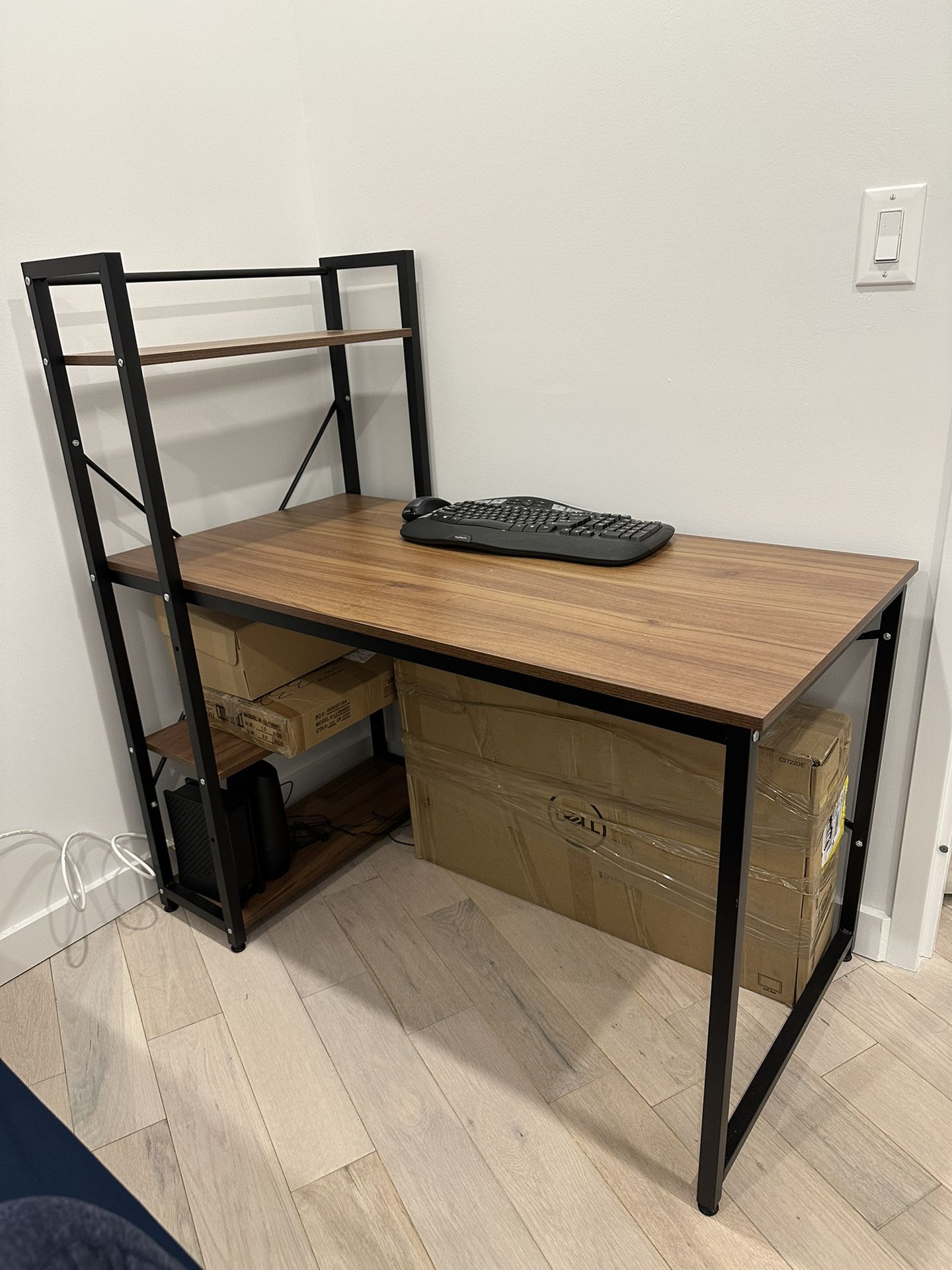 Office Desk with Built-in Shelves